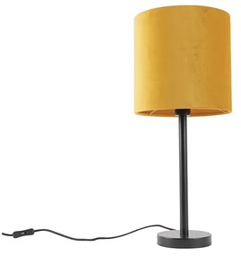 Art Deco asztali lámpa fekete sárga árnyékolóval 25 cm - Simplo