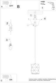 Sollux SL.1250 - Csillár zsinóron GOBI 1xE27/15W/230V kerámia