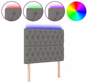 sötétszürke szövet LED-es fejtámla 100x7x118/128 cm