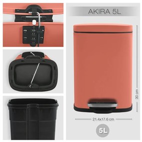 Terrakotta színű acél pedálos szemetes 5 l Akira – Spirella