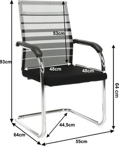 Tárgyalószék, szürke/fekete/ezüst, ESIN