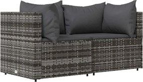 vidaXL 2 db szürke polyrattan kerti sarokkanapé párnával