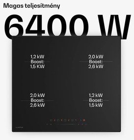 Klarstein Velaire indukciós főzőlap, elegáns, minimalista, nagy teljesítményű, 4 főzőzóna, 7000 W, 60 cm