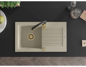 Mexen Pablo, gránit mosogató 752x436x161 mm, 1 kamrás és Aster mosogató csaptelep, bézs, 6510-69-73450-57-G