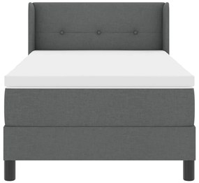 Boxspring Ágy Mattal Sötétszürke, 100 x 200 cm, Szövet