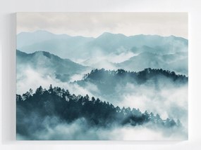 Poszter Tájkép Kilátás Szabadtér Erdő Hegyek Fák Köd 100x75