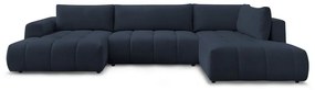Sötétkék kinyitható-tárolóhelyes sarokkanapé (jobb oldali-U alakú) Fuji – Bobochic Paris