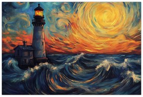 Kép - Világítótorony a hullámokban (90x60 cm)