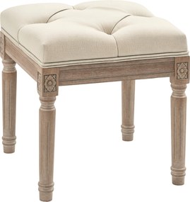 HOMCOM Ágyvégi Puff Hálószobai Pad Fából készült Lábakkal és Párnázott Ülőfelülettel 120 kg Teherbírású Előszoba Pad 40x40x43 cm Bézs | Aosom