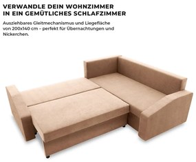 Grande Plus sarokkanapé, jobboldali, szövet anyag, barna