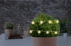 Globo 29861-10 LED fényfüzér fém ezüst csillagokkal, melyek között távolság 10 cm. Elemmel működtethető (nem tartozék, 2xAA) HxSzxM:900x55x15, inkl. 10xLED 0,03W 3V, 3000K