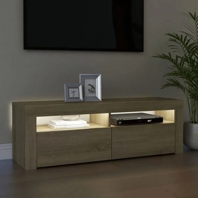 sonoma tölgy színű TV-szekrény LED-lámpákkal 120 x 35 x 40 cm