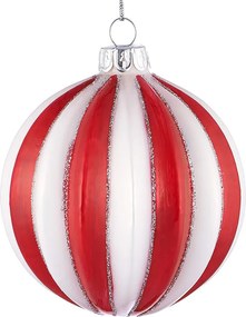 HANG ON üveg karácsonyfadísz piros/fehér,  Ø 8 cm