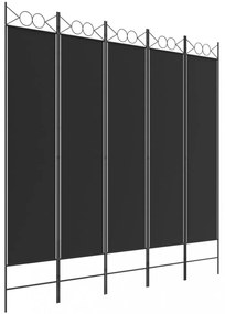 5 paneles fekete szövet térelválasztó 200x200 cm