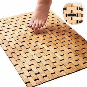 Bambusz Fürdőszobaszőnyeg Fa Csúszásgátló Szőnyeg Natúr 50x80 cm