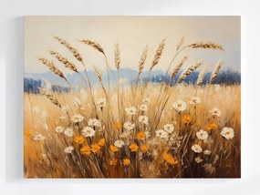 Poszter Tájkép Falu Mező Rét Kalász Gabona Virágok Nyár 100x75