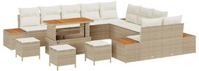 Kerti Kanapé Szett párnával tárolóval 14 pcs Bézs Poli rattan
