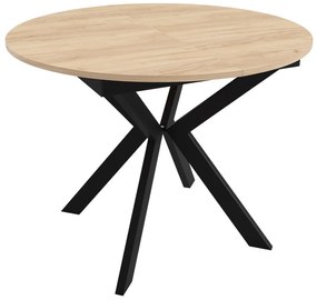 Asztal Oswego 112Fekete, Kézműves aranytölgy, 76x138cm, Hosszabbíthatóság, Laminált forgácslap, Fém