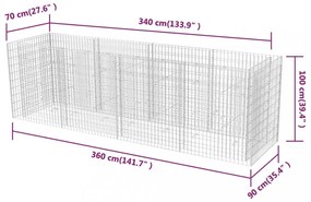 acél gabion magaságyás 360 x 90 x 100 cm