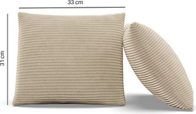 Dekoratív párna, 2 db, hab töltet, kordbársony, bézs