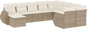 vidaXL 10 részes bézs polyrattan kerti ülőgarnitúra párnával