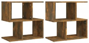 2 db füstös tölgy színű szerelt fa éjjeliszekrény 50x30x51,5 cm
