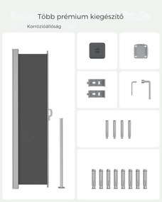 HORIZON oldalsó napellenző teraszra, 180x450cm, szürke SongmicsHome