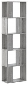 5 szintes szürke sonoma szerelt fa könyvespolc 45x23,5x162,5 cm