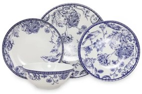 24 darabos étkészlet fehér/kék/porcelán