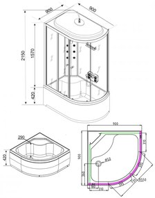 Mila hidromasszázs zuhanykabin - fekete