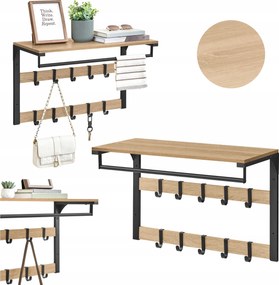 Fali akasztó polccal fali akasztó kabátokhoz ruhákhoz 10 Akasztó 65cm