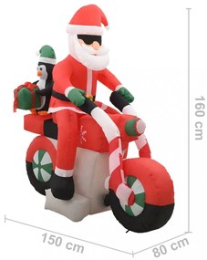 felfújható karácsonyi Mikulás motorbiciklin LED-del IP44 160 cm