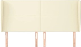 krémszínű műbőr fejtámla szárnyakkal 163x23x118/128 cm