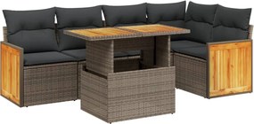 vidaXL 6 részes bézs polyrattan kerti ülőgarnitúra párnával