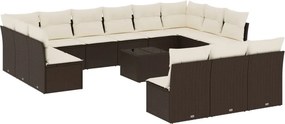 vidaXL 14 részes barna polyrattan kerti ülőgarnitúra párnákkal
