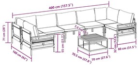 Kerti Kanapé Szett 8 pcs Antracitszürke Acél