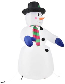 XXL Hóember beépített fúvórendszerrel, 20 LED diódával, 6 cövekkel és 3 kötéllel - fehér