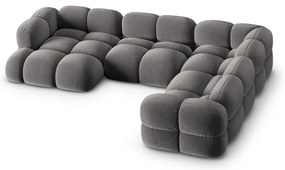 Szürke bársony sarokkanapé (jobb oldali-U alakú) Loretto – Cosmopolitan Design