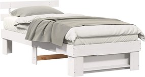 vidaXL Ágykeret fejtámlával Fehér 90 x 200 cm Tömör fenyőfa