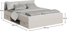 Ágykeret, 160x200, kasmír, MICHIGAN NEW