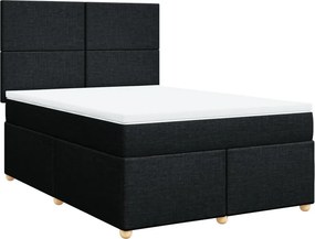 vidaXL fekete szövet rugós ágy matraccal 140 x 190 cm