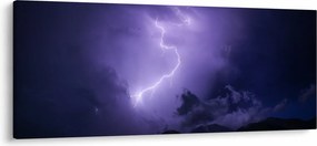 Kép - lila égbolt és villám (120x50 cm)