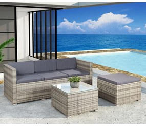 Polirattan kerti bútor "Punta Cana" szürke, sötétszürke párnákkal