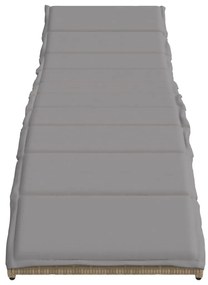Bézs polyrattan napozóágy párnával 55x199x50 cm