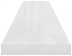 4 db magasfényű fehér MDF lebegő fali polc 120 x 23,5 x 3,8 cm
