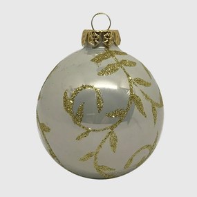 Pasztelkék kézzel festett üveg karácsonyi gömb szett 6*7cm