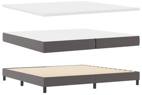 Boxspring Ágy Matraccal Szürkében, 200x200 cm, Műbőr.