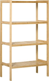 HOMCOM 4-szintes bambusz polc - Iroda, tárolás, könyvespolc, konyhapolc, fürdőszoba polc, nappali, hálószoba - Természetes bambusz 62 x 33 x 112 cm |