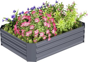 Outsunny Acélból készült magaságyás, Ültetőágy, Hidegkeretes Kertészeti Ágy, Virágdozó Összecsukható, Zöldségágy 120x90x30cm Kert Balconra, Ültető a V