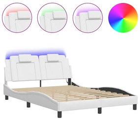 fehér ágykeret Viana LED-ekkel matrac nélkül 140 x 200 cm